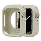 Half-coverage silicone Apple Watch case in pale ivory with a raised bezel and button covers