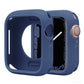 Silicone half-coverage Apple Watch case in navy blue with an open screen and button cutouts