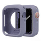 Lavender gray silicone half-coverage Apple Watch case with open face and crown cover