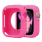 Bright pink silicone half-coverage case for Apple Watch, with openings for the screen and controls