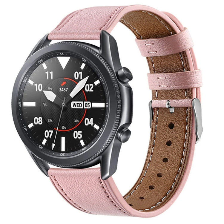 Pink leather replacement watch strap with perforations and metal pin buckle