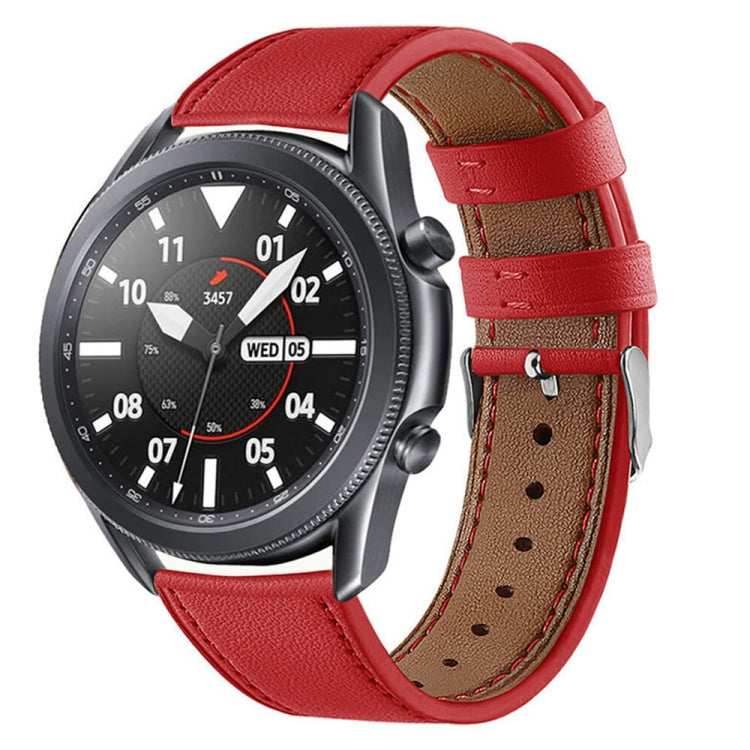 Red leather replacement watch strap with perforations and metal pin buckle