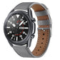 Grey leather replacement watch strap with perforations and metal pin buckle