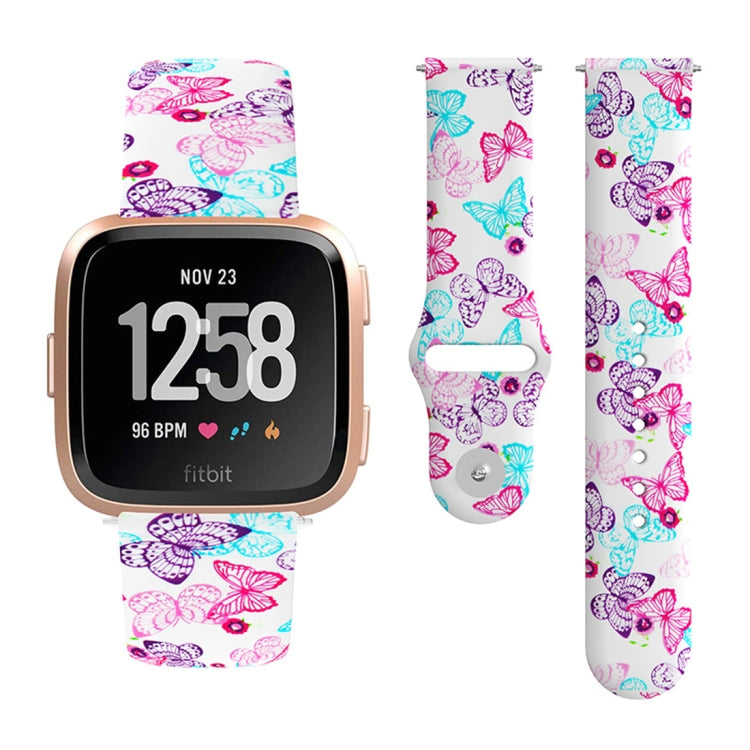 22mm Reverse Buckle Printed Silicone Strap, For Fitbit Versa 2 / Lite