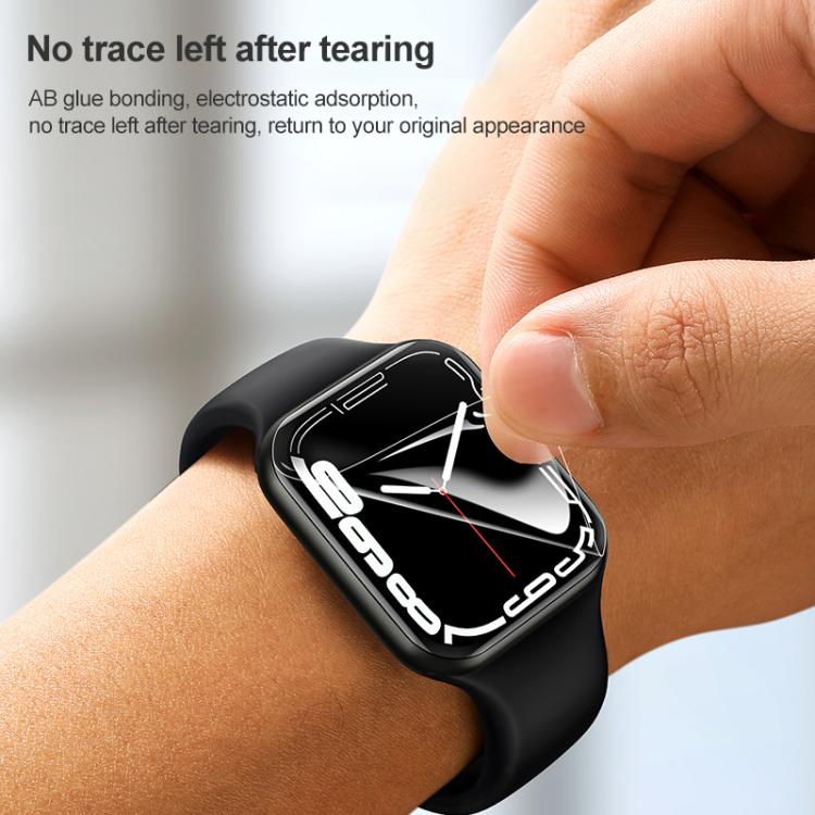 Hydrogel screen film being peeled from a watch display