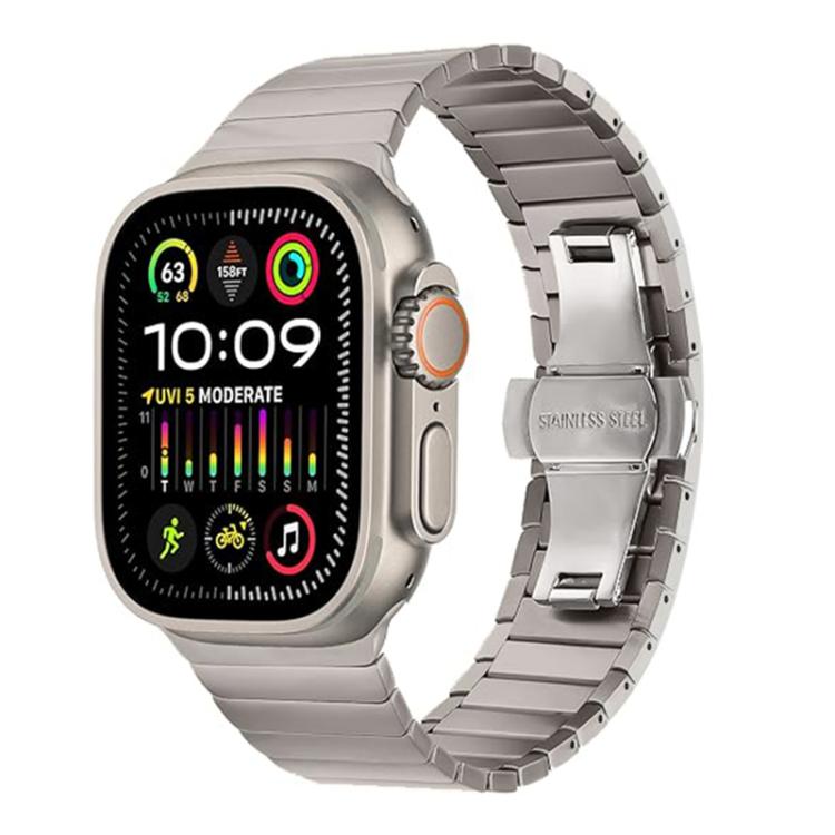 Butterfly Clasp One-Bead Titanium Alloy Watch Band, For Apple Watch 46mm / 49mm / 45mm / 44mm