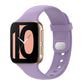 Lavender-purple silicone smartwatch replacement strap with buckle and perforated holes
