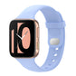 Powder blue silicone smartwatch replacement strap with buckle and perforated holes