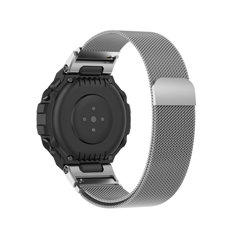 Milan mesh watch strap with rear sensors on the black watch case