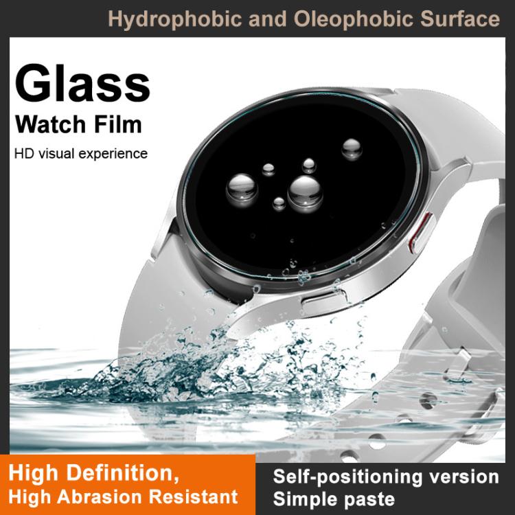 Tempered glass watch film on a round watch face with water droplets