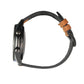 TPU and leather replacement watch strap with black band and tan leather buckle