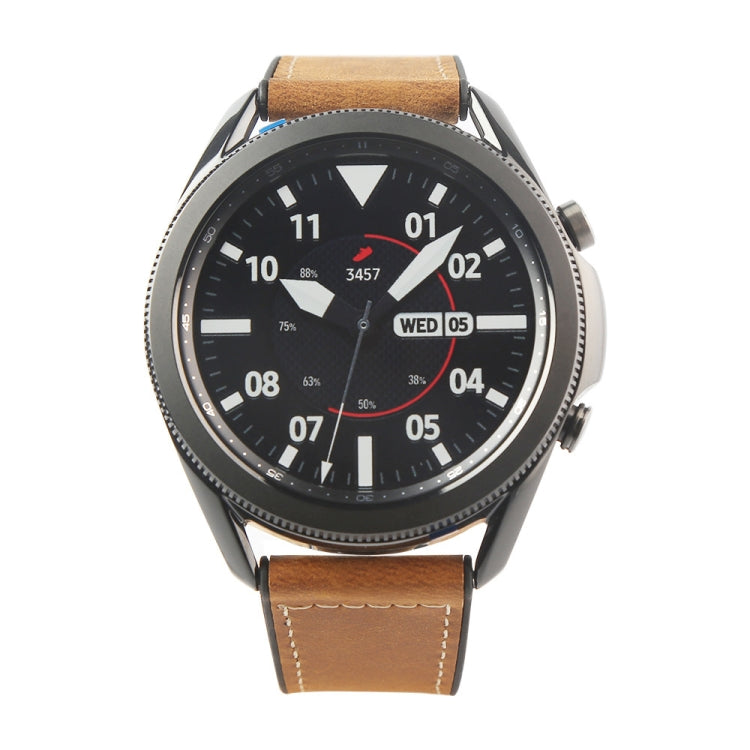 TPU and leather replacement watch strap in brown with tan topstitching and buckle