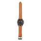 TPU and leather replacement watch strap in tan with black buckle clasp and stitching