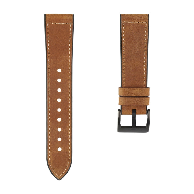 TPU and leather replacement watch strap in brown with contrasting white stitching