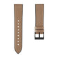 Tan leather-look watchband strap with perforation holes and dark buckle clasp