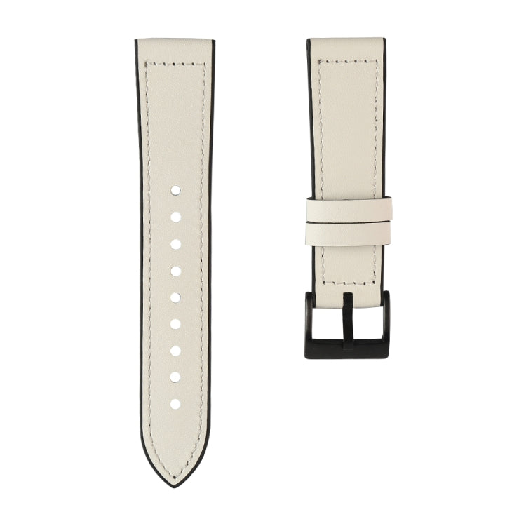 White TPU and leather replacement watch strap with pin holes and rectangular buckle