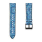 Blue floral mandala watchband strap with dark rectangular buckle