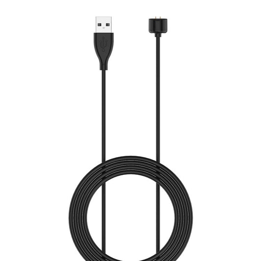 Black smartwatch charging cable with USB-A plug and magnetic charging head