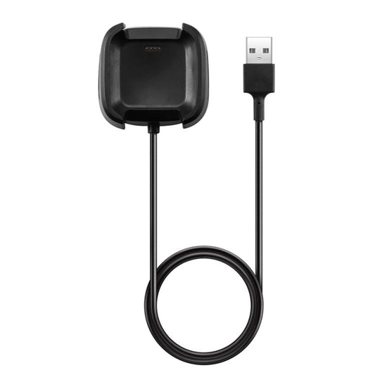 Black USB-A smartwatch charging dock with a 1 m cable