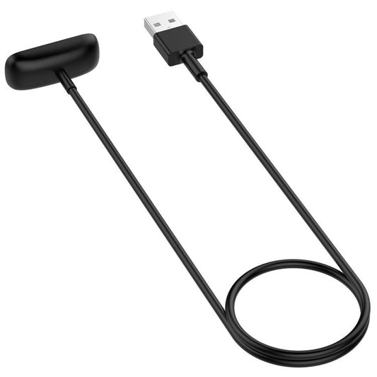 Black Fitbit Inspire 3 charging cable with USB-A plug and cradle