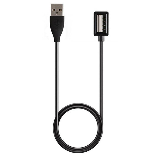 Black USB smartwatch charging cable with USB-A plug and magnetic watch connector
