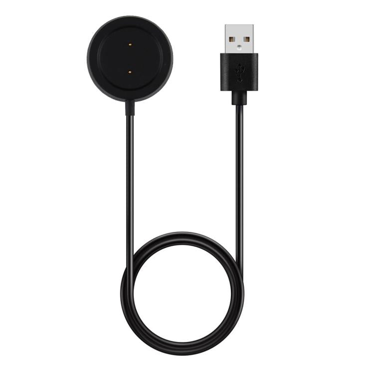 Black smartwatch charging cable with round magnetic dock and USB-A plug