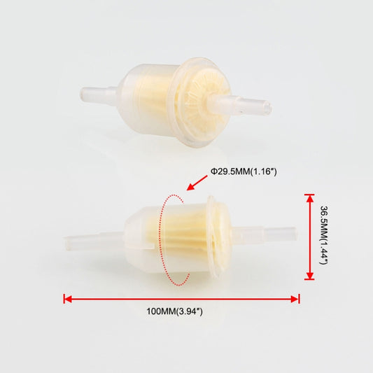 12V electric fuel pump with translucent plastic inlet and outlet fittings