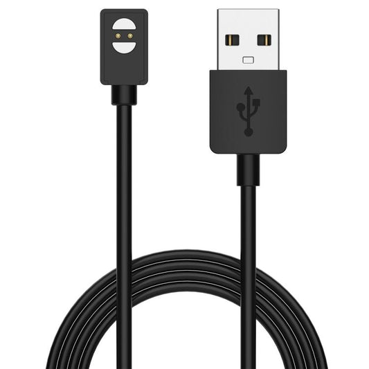 Black xDfind magnetic charging cable with USB-A plug and two-pin magnetic connector, coiled