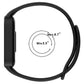 Black silicone watch band shown from the side with wrist size range of 5.5 to 8.7 inches
