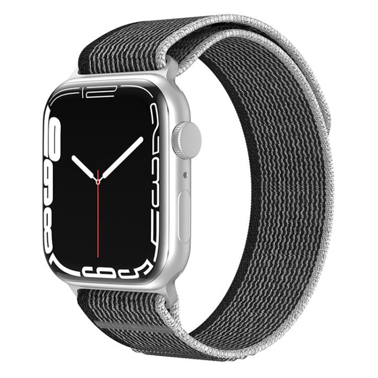 Dual-section nylon watch band in black and gray with a loop design.