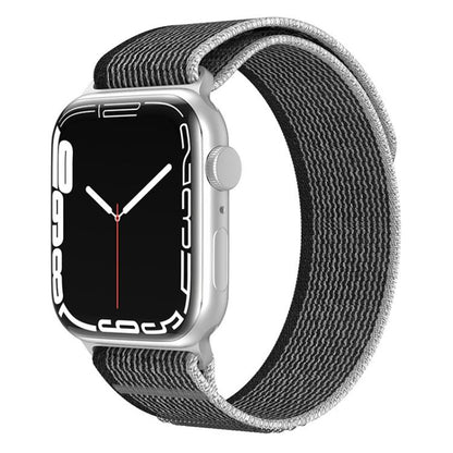 Dual-section nylon watch band in black and gray with a loop design.