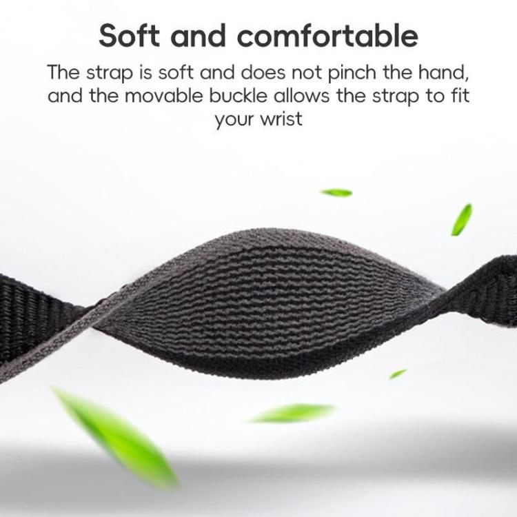 Black woven nylon watch band flexed to show its soft, flexible texture
