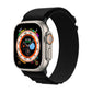 xDfind black nylon loop watch band on a silver Apple Watch