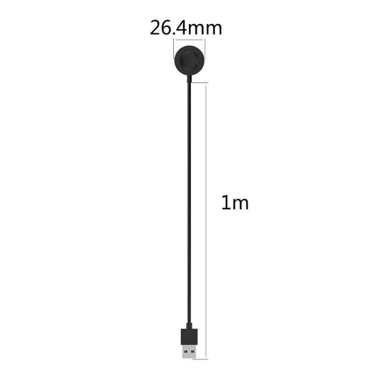 Black magnetic USB charging cable, 1 m long, with 26.4 mm charging puck