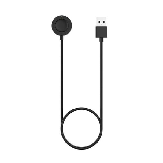 Black magnetic USB charging cable with round watch connector and looped cord