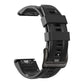 Black silicone sport watch band with adjustment holes and buckle