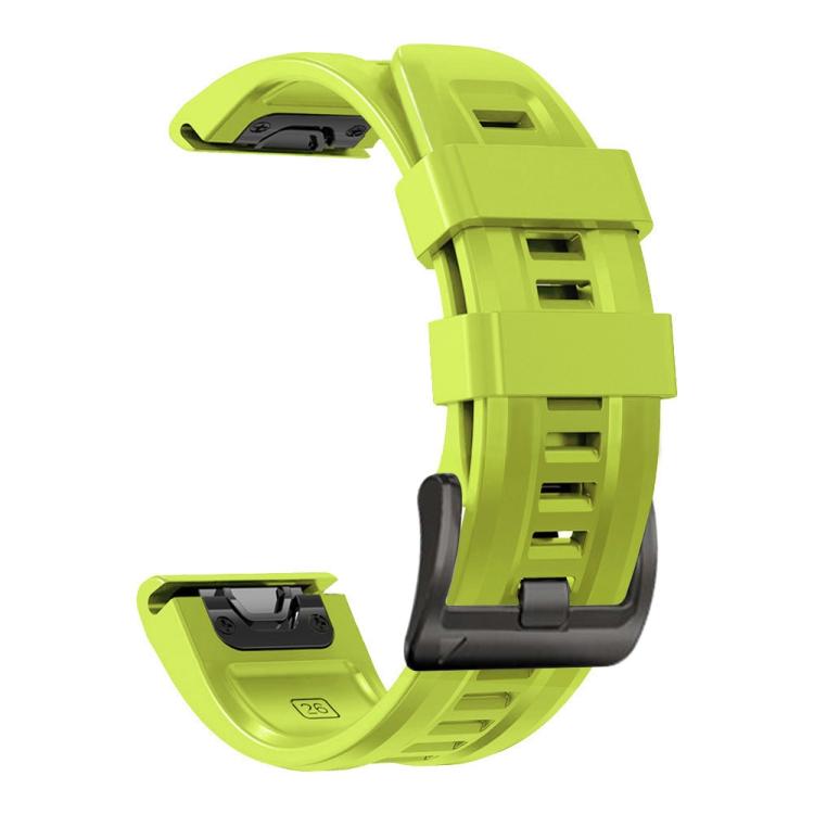 Lime silicone sport watch band with adjustment holes and buckle