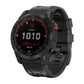 Black Garmin sports watch with a black silicone band