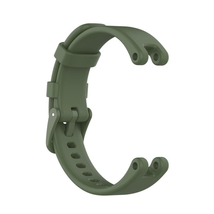 Dark green silicone watch band shown from the inner side, with buckle and adjustment holes
