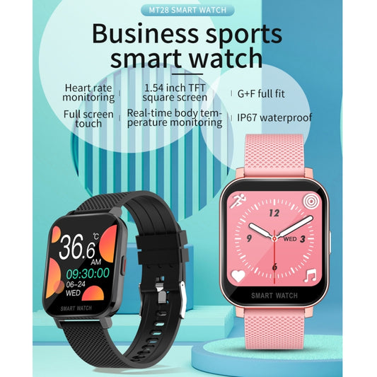 Pink and black silicone-strap smartwatches with square screens, sport-style designs.