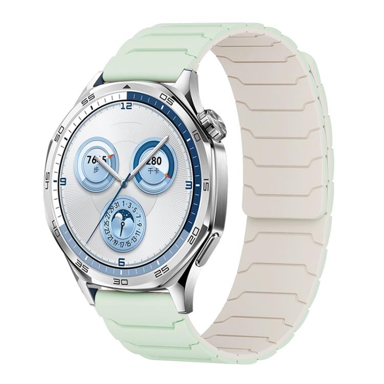 Two-tone mint green and cream silicone magnetic watch band