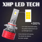 LED headlight bulb with silver body and yellow LED chips, showing slim connector