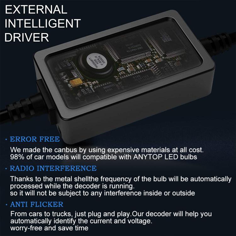 Black external LED headlight driver module with wiring and circuit board