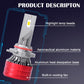 LED headlight bulb cutaway showing silver aluminum body, red heatsink, and cooling fan