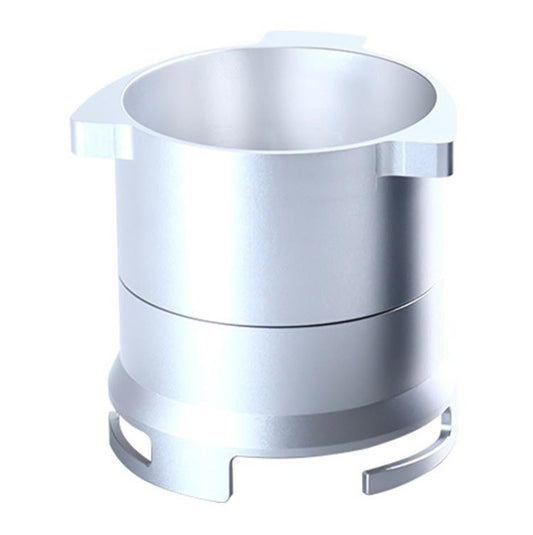 Silver rotary dosing cup feeder for coffee machine, metal cup with base tabs