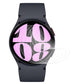 Clear hydrogel screen protector shown over a round smartwatch with a pink digital display.