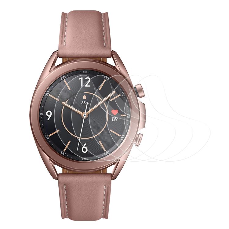 Clear hydrogel screen film covering a rose-gold watch display