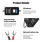 BK300 battery monitor features close-up with LED indicator and wire terminals
