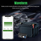 Battery monitor tool with phone waveform display and test module connected to a car battery
