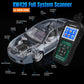 KONNWEI KW420 OBD2 scanner with color screen beside engine bay infographic